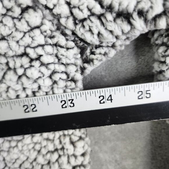 Womens Gray Three Square Faux Fur Sherpa Pullover Jacket 1/4 Zip OU Sooners L - Picture 10 of 11